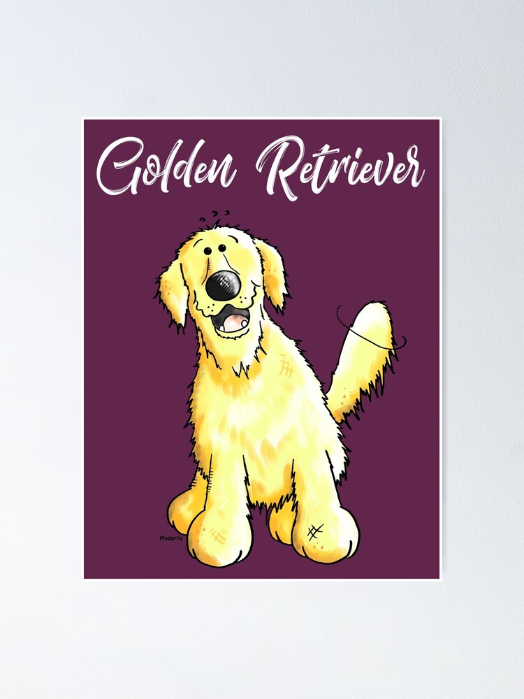 Happy Golden Retriever Cartoon Dog Dogs Comic