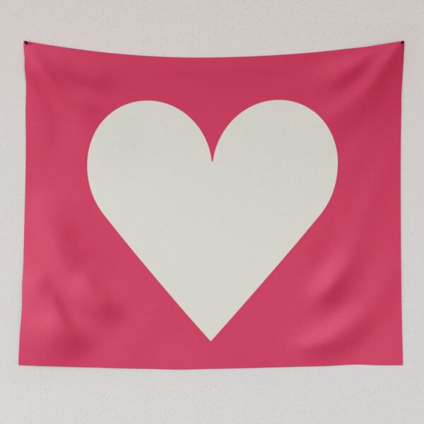Item preview, Single CREAM LOVE HEART on a RASPBERRY PINK Background designed and sold by RachelMacht.