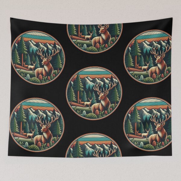 Item preview, Wildlife Trees Outdoors Nature Retro Mountains designed and sold by PistachioCream.