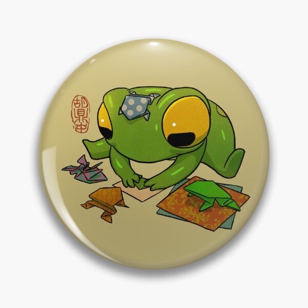 Item preview, cute frog making origami artwork asian style designed and sold by DingHuArt.