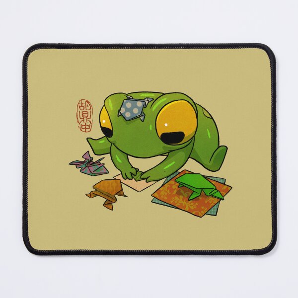 Item preview, cute frog making origami artwork asian style designed and sold by DingHuArt.