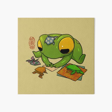 Item preview, cute frog making origami artwork asian style designed and sold by DingHuArt.