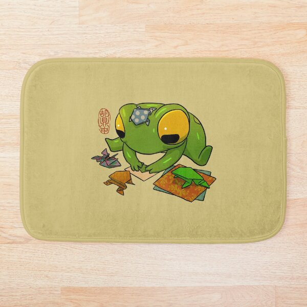 Item preview, cute frog making origami artwork asian style designed and sold by DingHuArt.