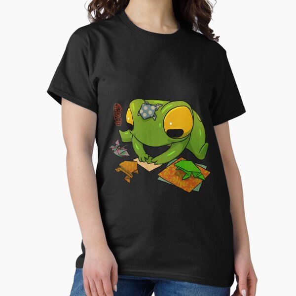 Item preview, cute frog making origami artwork asian style designed and sold by DingHuArt.