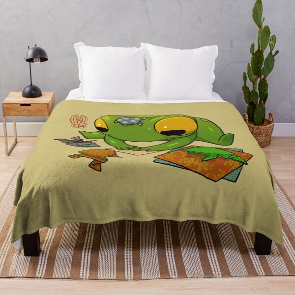 Item preview, cute frog making origami artwork asian style designed and sold by DingHuArt.