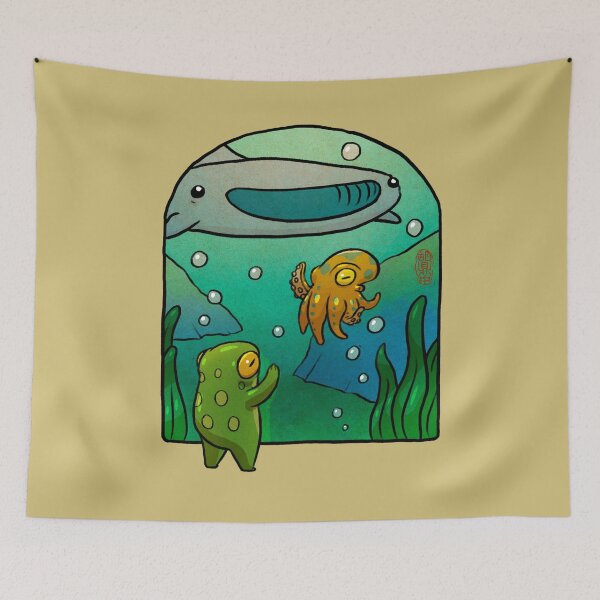 Item preview, aquarium octopus whale shark frog artwork asian style designed and sold by DingHuArt.