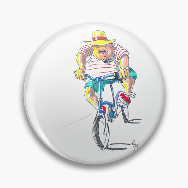 Item preview, Big happy guy riding small foldable bicycle cartoon designed and sold by MikeJory.