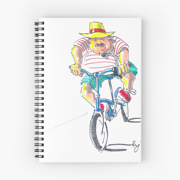 Item preview, Big happy guy riding small foldable bicycle cartoon designed and sold by MikeJory.