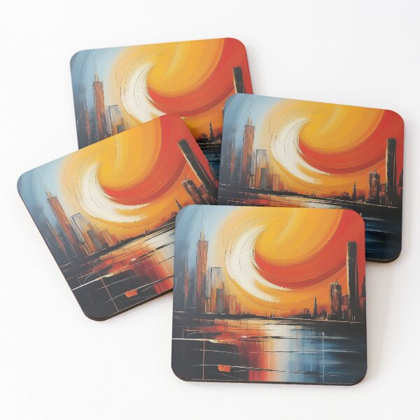 Item preview, Abstract City at Night Brush Reflections Expressive Fine Art designed and sold by CattlettArt.