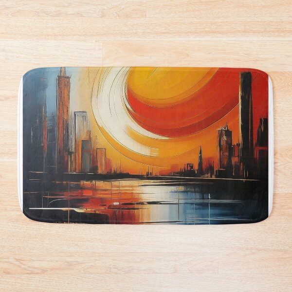 Item preview, Abstract City at Night Brush Reflections Expressive Fine Art designed and sold by CattlettArt.