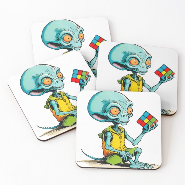 Item preview, Little Cartoon Alien with Rubik’s Cube designed and sold by GrizzlyCollective.