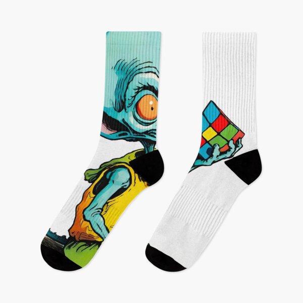 Item preview, Little Cartoon Alien with Rubik’s Cube designed and sold by GrizzlyCollective.