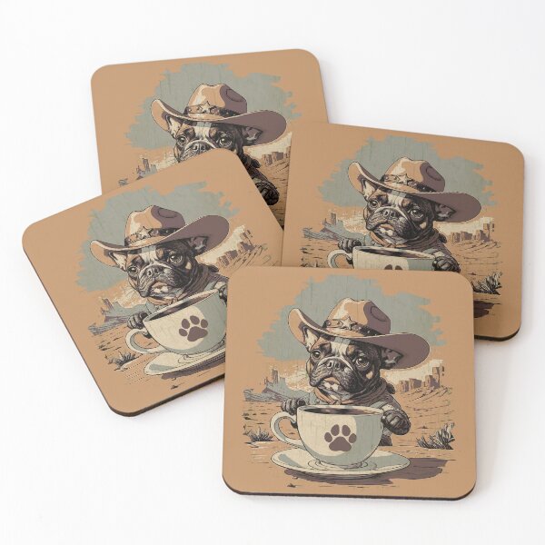 Item preview, French bulldogs and coffee espresso! "Yeehaw, espresso! cute pet, Frenchie lovers or owners, dog lovers designed and sold by Collagedream.