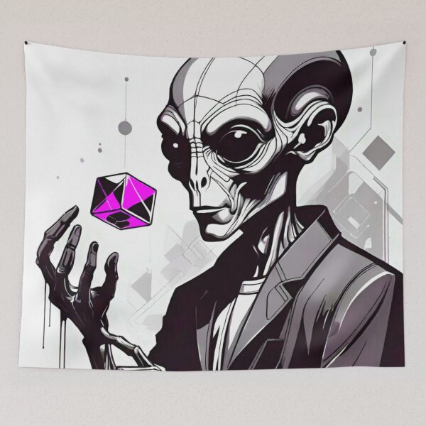Item preview, Alien Telepathically Hovering a Glowing Cube designed and sold by GrizzlyCollective.