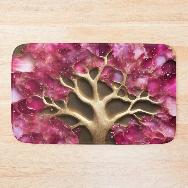 Item preview, 3D pink and gold tree art designed and sold by Sanskrati.