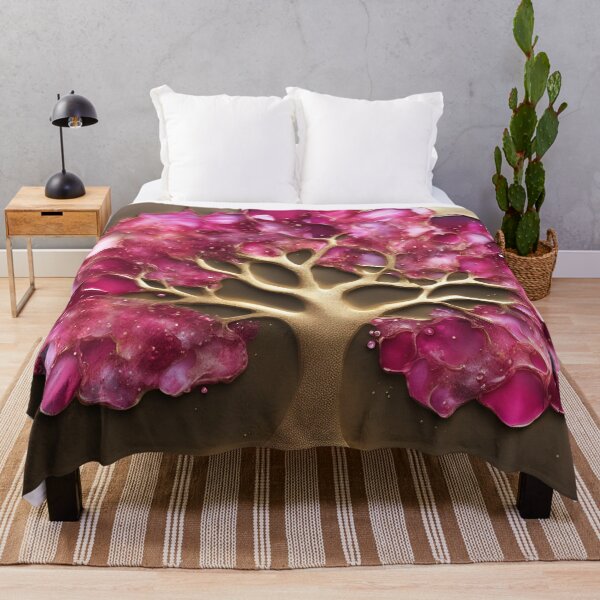 Item preview, 3D pink and gold tree art designed and sold by Sanskrati.