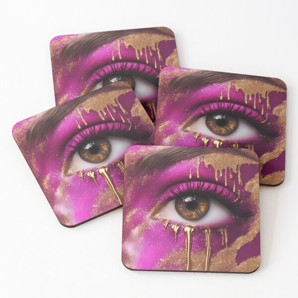 Item preview, Deep Pink and Gold Artistic Eye Design designed and sold by Sanskrati.