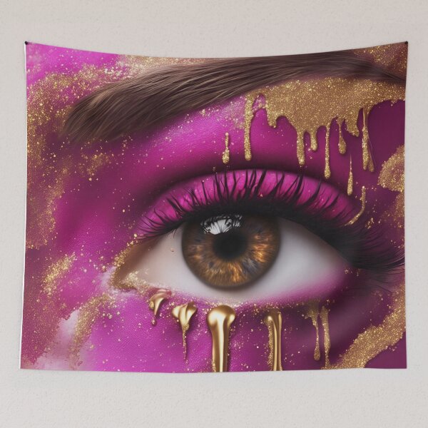 Item preview, Deep Pink and Gold Artistic Eye Design designed and sold by Sanskrati.