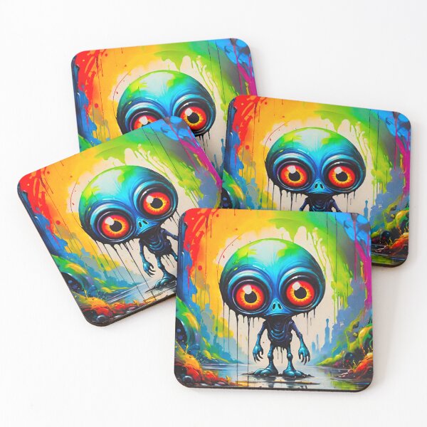 Item preview, Multicolored Cute Alien with Big Eyes designed and sold by GrizzlyCollective.