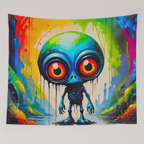 Item preview, Multicolored Cute Alien with Big Eyes designed and sold by GrizzlyCollective.