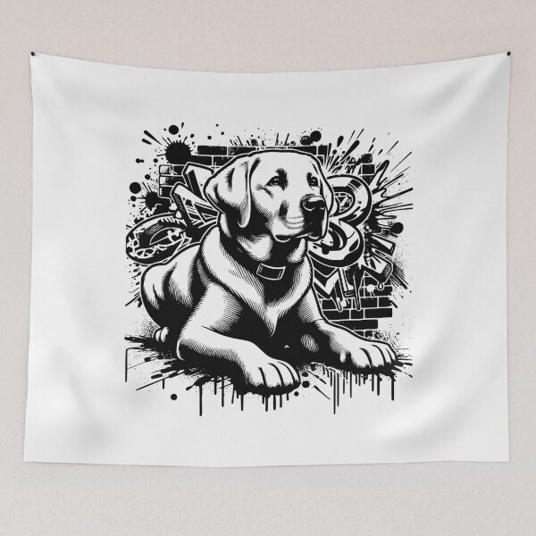 Item preview, Street Art Black and White Golden Retriever  designed and sold by InsanseCreation.