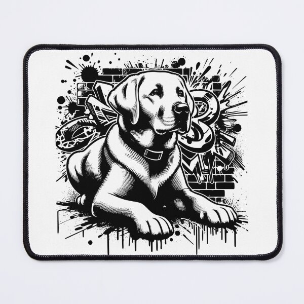 Item preview, Street Art Black and White Golden Retriever designed and sold by InsanseCreation.