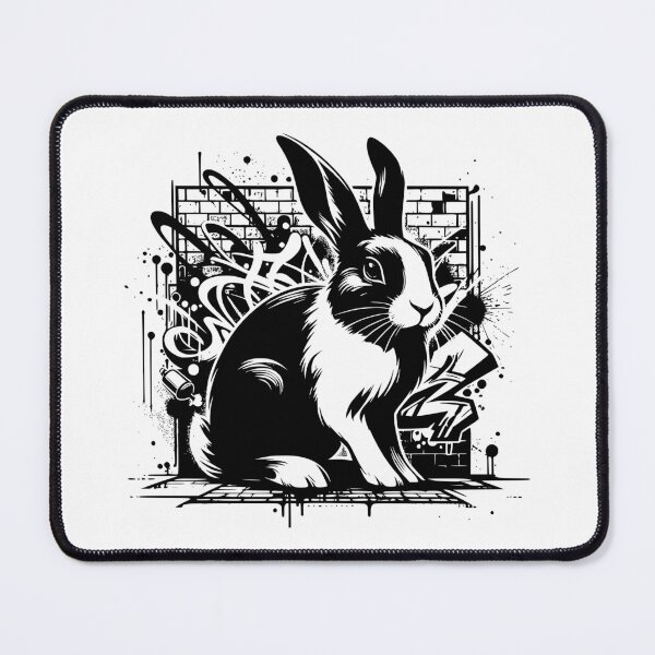 Item preview, Street Art Black and White Bunny Rabbit  designed and sold by InsanseCreation.