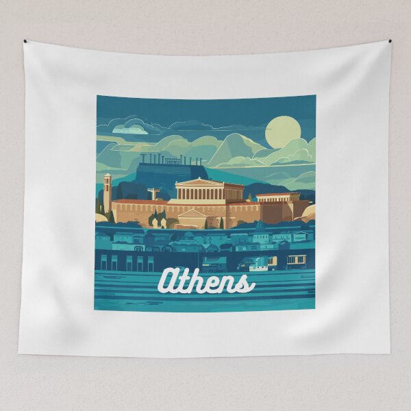 Item preview, Retro Athens Skyline  designed and sold by MaateoDesign.