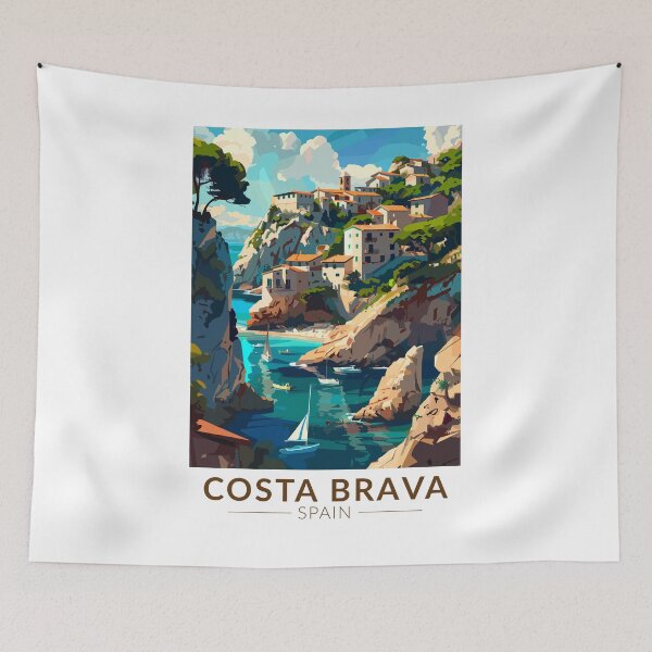 Item preview, Costa Brava Spain Catalonia Travel Art Vintage designed and sold by KrisSidDesigns.