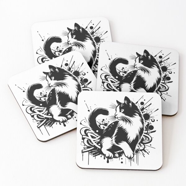 Item preview, Street Art Black and White Cat designed and sold by InsanseCreation.