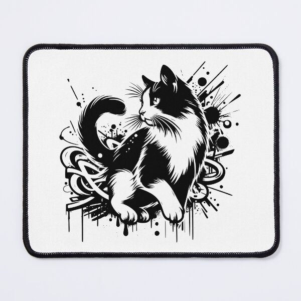 Item preview, Street Art Black and White Cat designed and sold by InsanseCreation.