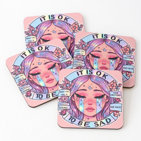 Item preview, It is ok to be sad, holographic watercolor sticker validation designed and sold by Queueka.