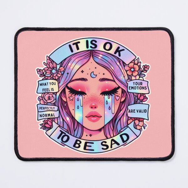 Item preview, It is ok to be sad, holographic watercolor sticker validation designed and sold by Queueka.