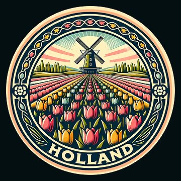 Artwork thumbnail, Holland Netherlands Travel Art Badge by KrisSidDesigns