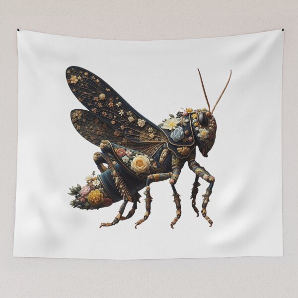 Item preview, Enchanted Garden Grasshopper - Floral Artistry Insect Design designed and sold by MiszungART.