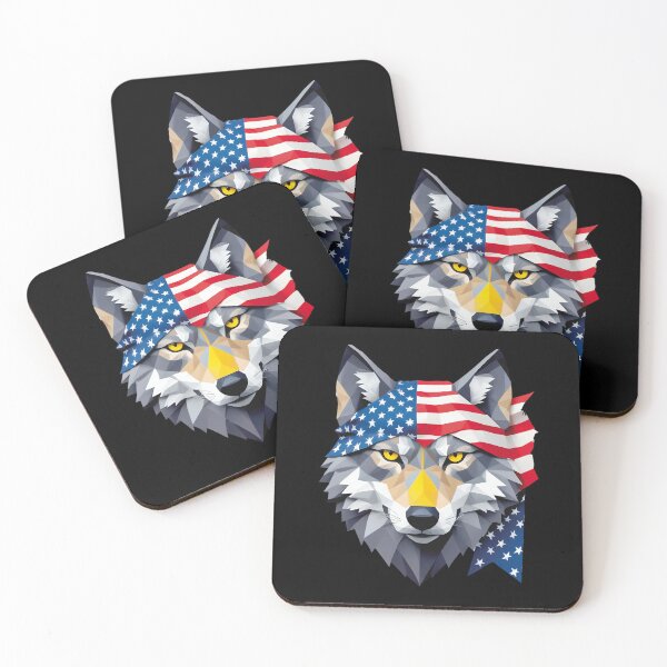 Item preview, Face Of A Wolf With Yellow Eyes And An American Flag designed and sold by Adelberton.