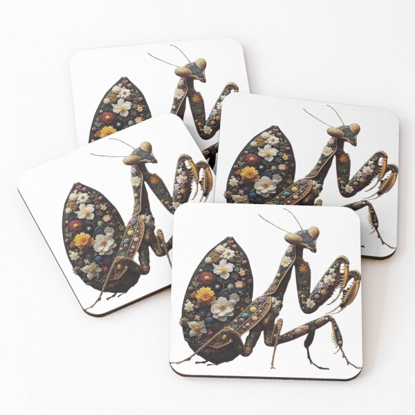 Item preview, Floral Mosaic Praying Mantis - Unique Nature-Inspired Artwork designed and sold by MiszungART.