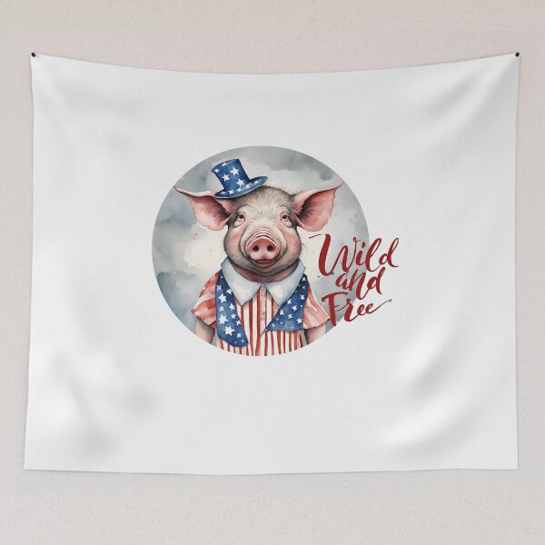 Item preview, Wild and Free Patriotic Pig Swine Independence designed and sold by dcohea.
