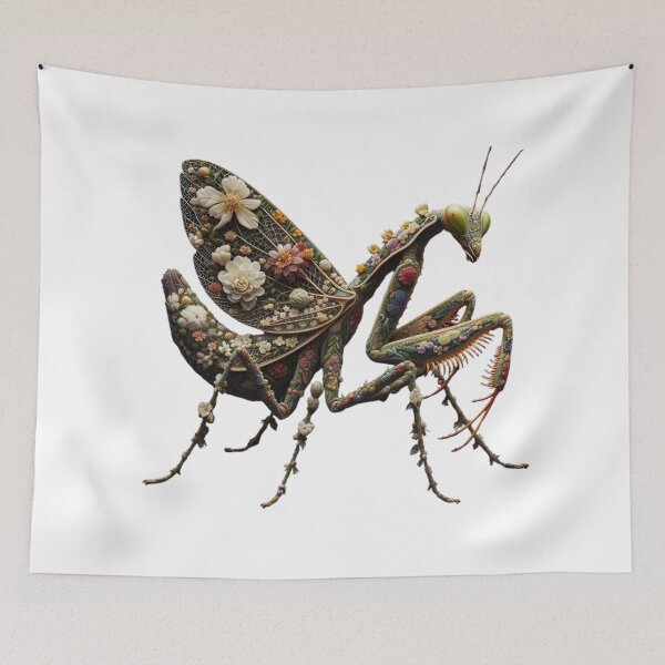 Item preview, Floral Praying Mantis Artwork - Unique Nature-Inspired Redbubble Design designed and sold by MiszungART.