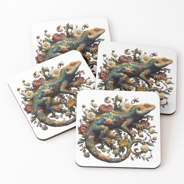Item preview, Vibrant Floral Lizard Artwork - Unique Redbubble Bestseller designed and sold by MiszungART.