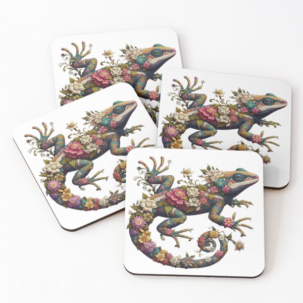 Item preview, Floral Fantasy Lizard Artwork - Unique Redbubble Bestseller designed and sold by MiszungART.