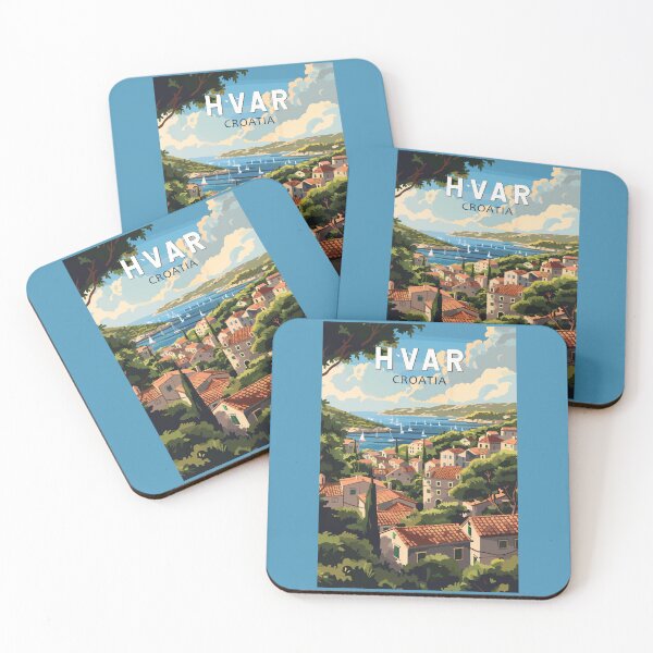 Item preview, Hvar Croatia Travel Art Vintage designed and sold by KrisSidDesigns.
