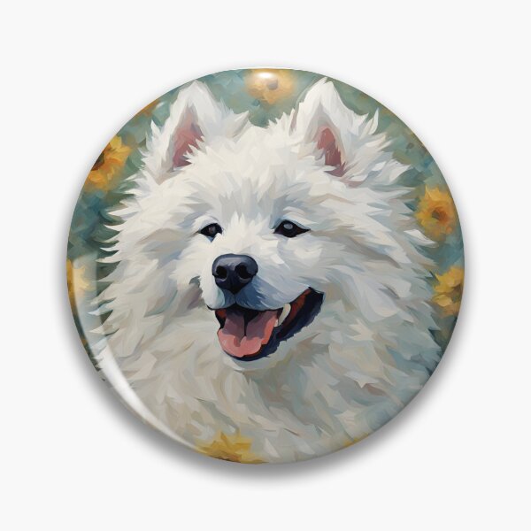 Item preview, Samoyed in Flowers Oil Painting Print designed and sold by LarkaArt.
