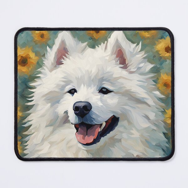 Item preview, Samoyed in Flowers Oil Painting Print designed and sold by LarkaArt.