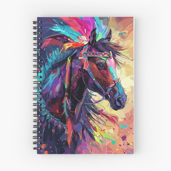 Item preview, painting of a horse with a colorful headdress and feathers  designed and sold by Teemajestic.