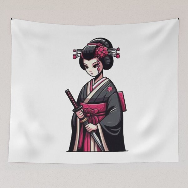 Item preview, Red and black geisha samurai with sword designed and sold by DudzDesignz.