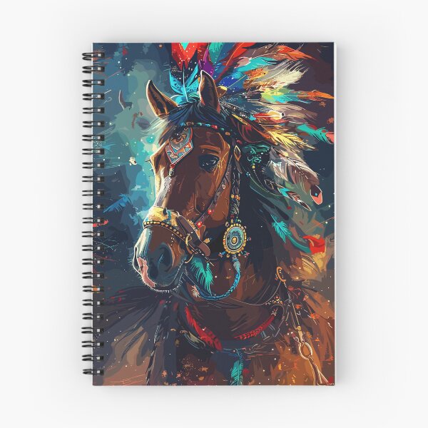 Item preview, painting of a horse with a colorful headdress and feathers  designed and sold by Teemajestic.