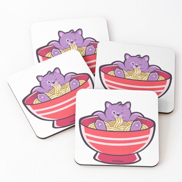 Item preview, Purple Ramen Cat designed and sold by WONKAMON.