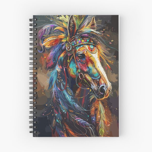 Item preview,  painting of a horse with a colorful headdress and feathers  designed and sold by Teemajestic.