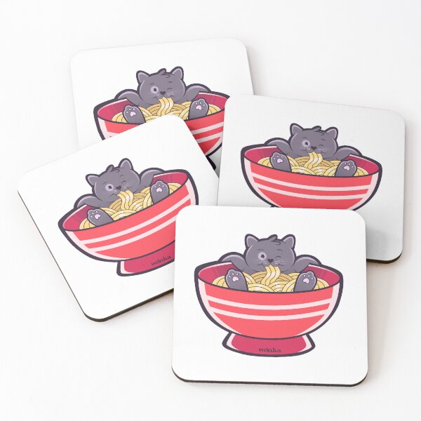Item preview, Black Ramen Cat designed and sold by WONKAMON.